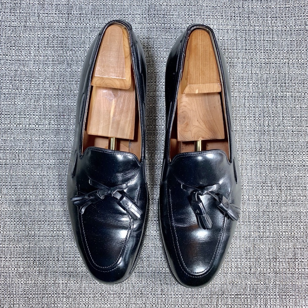 Black Johnston & Murphy Moc Toe Tasselled Loafer, Size 11 D